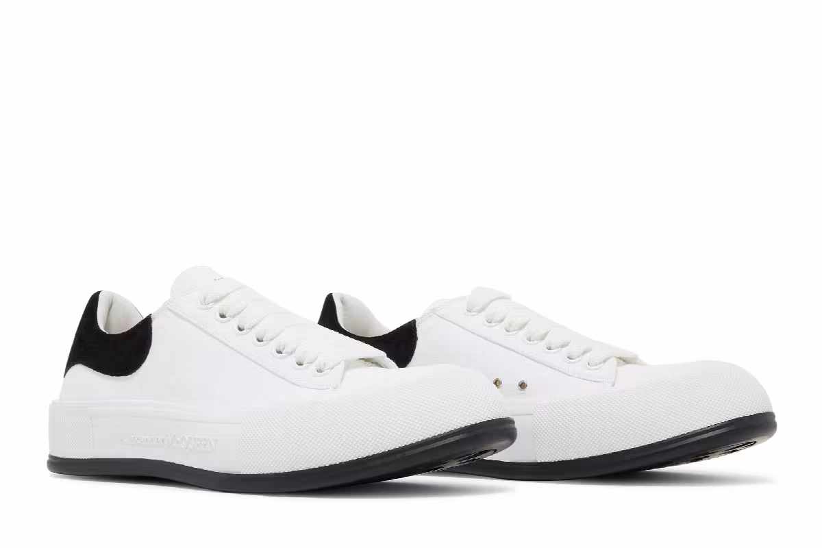 Alexander McQueen Deck Plimsoll Low White Black, view 9