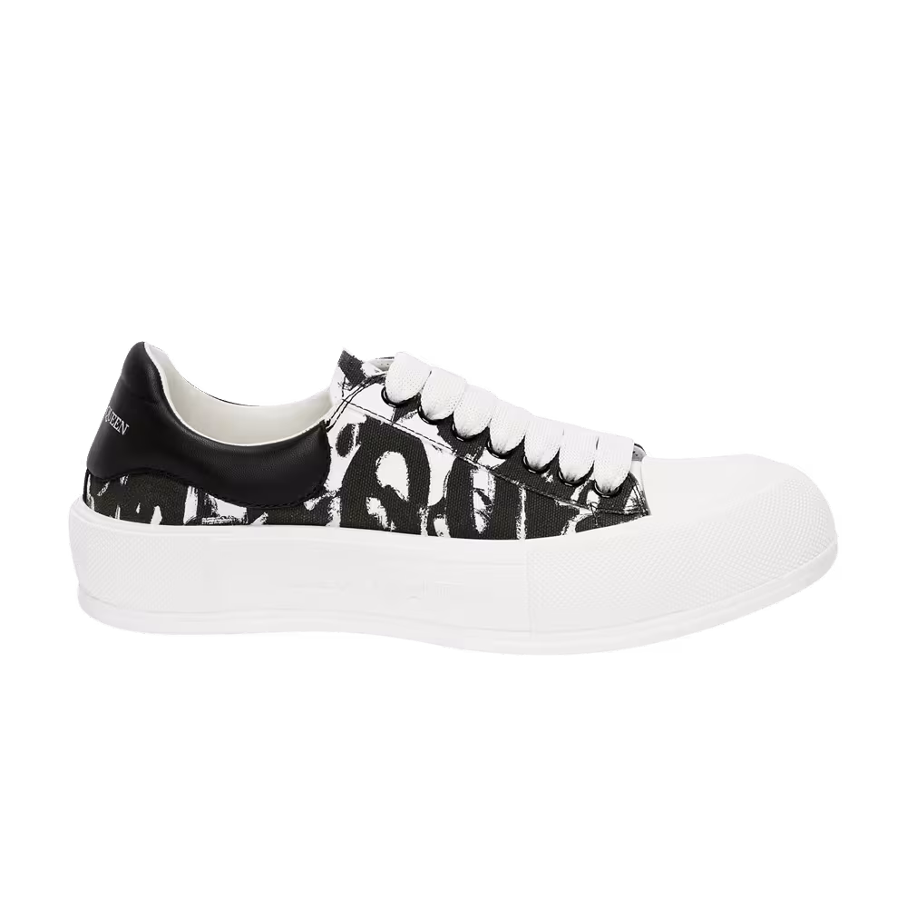 Alexander McQueen Deck Plimsoll Graffiti - Black White