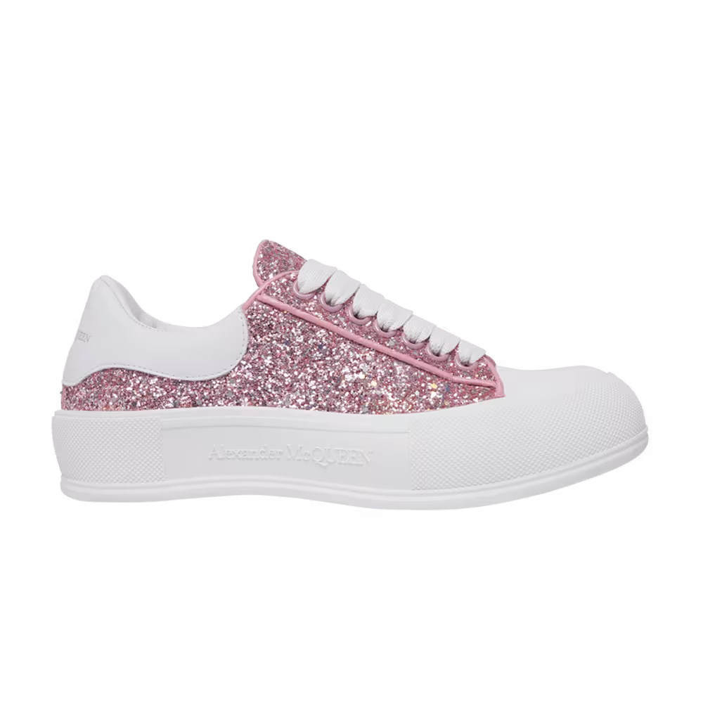 Alexander McQueen Women's Deck Plimsoll Low Rose Gold Reflective Glitter
