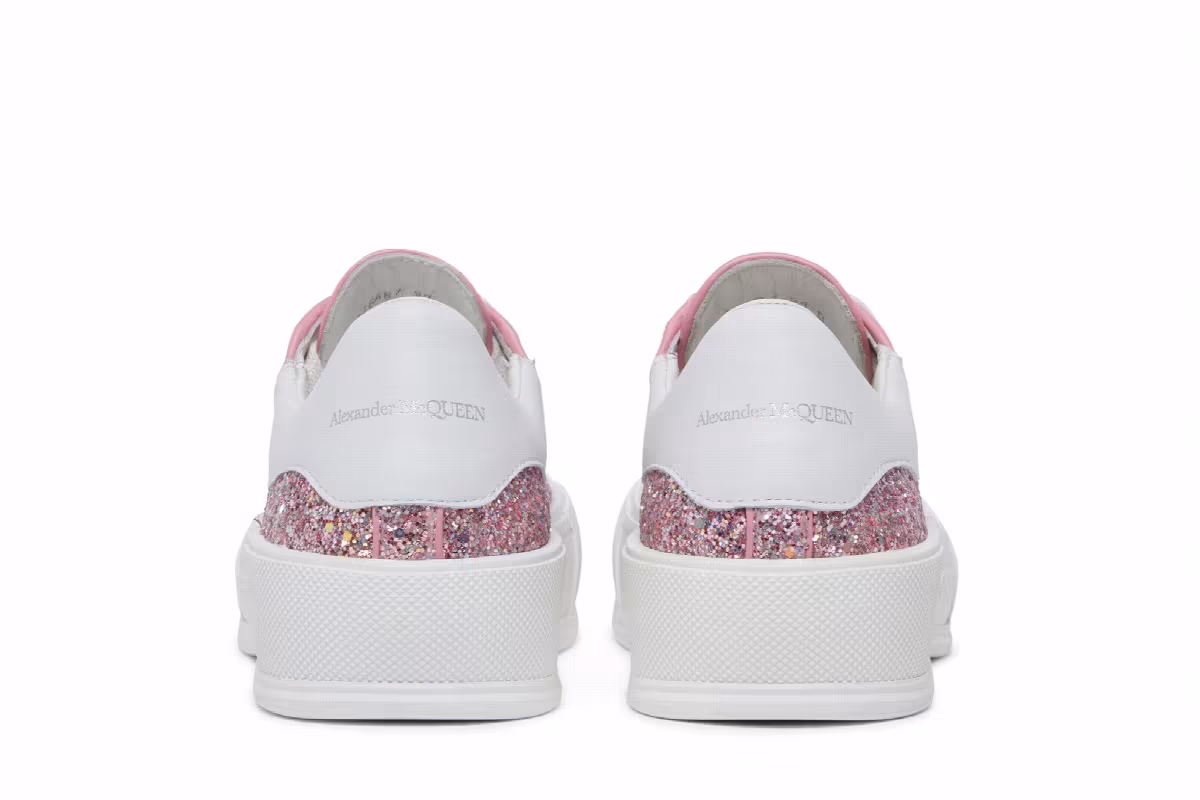 Alexander McQueen Women's Deck Plimsoll Low Rose Gold Reflective Glitter, view 7