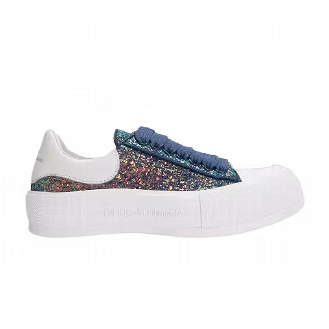 Alexander McQueen Wmns Deck Plimsoll 'Glitter Petrol Blue'