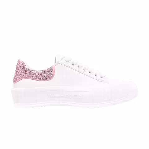 Alexander McQueen Wmns Deck Plimsoll 'White Rose Pink Glitter'