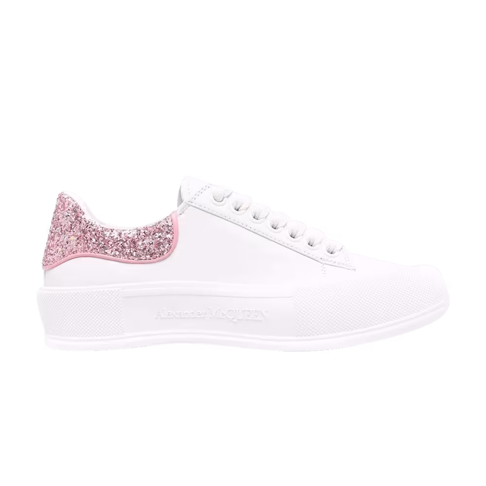 Alexander McQueen Women's Deck Plimsoll White Rose Pink Glitter