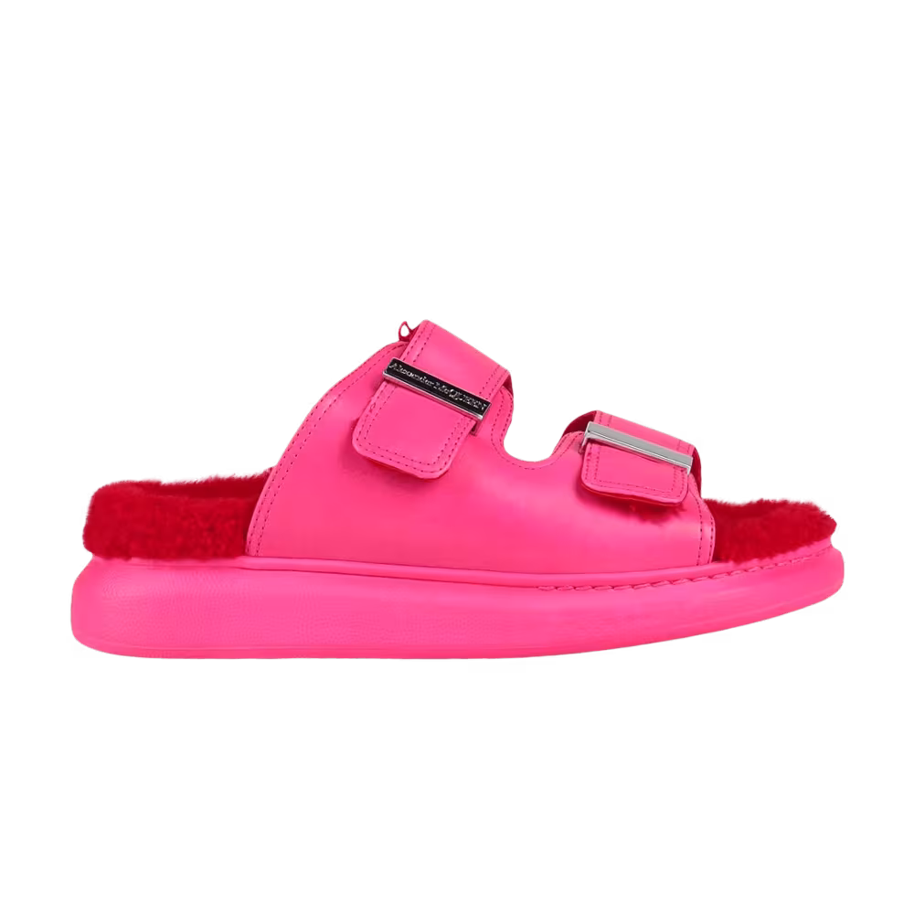 Alexander McQueen Women's Oversized Hybrid Slide Shearling Magenta