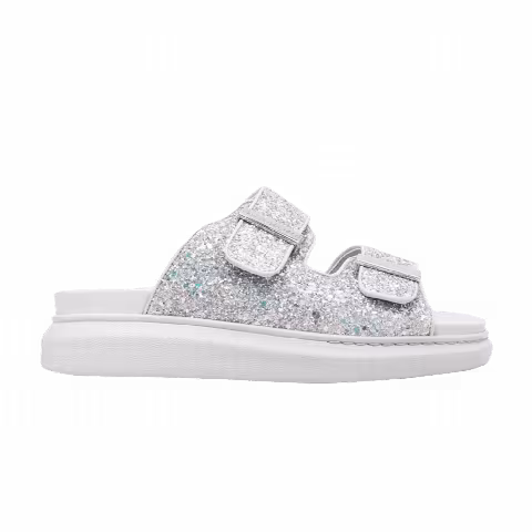 Alexander McQueen Wmns Oversized Hybrid Slide 'Silver Glitter'