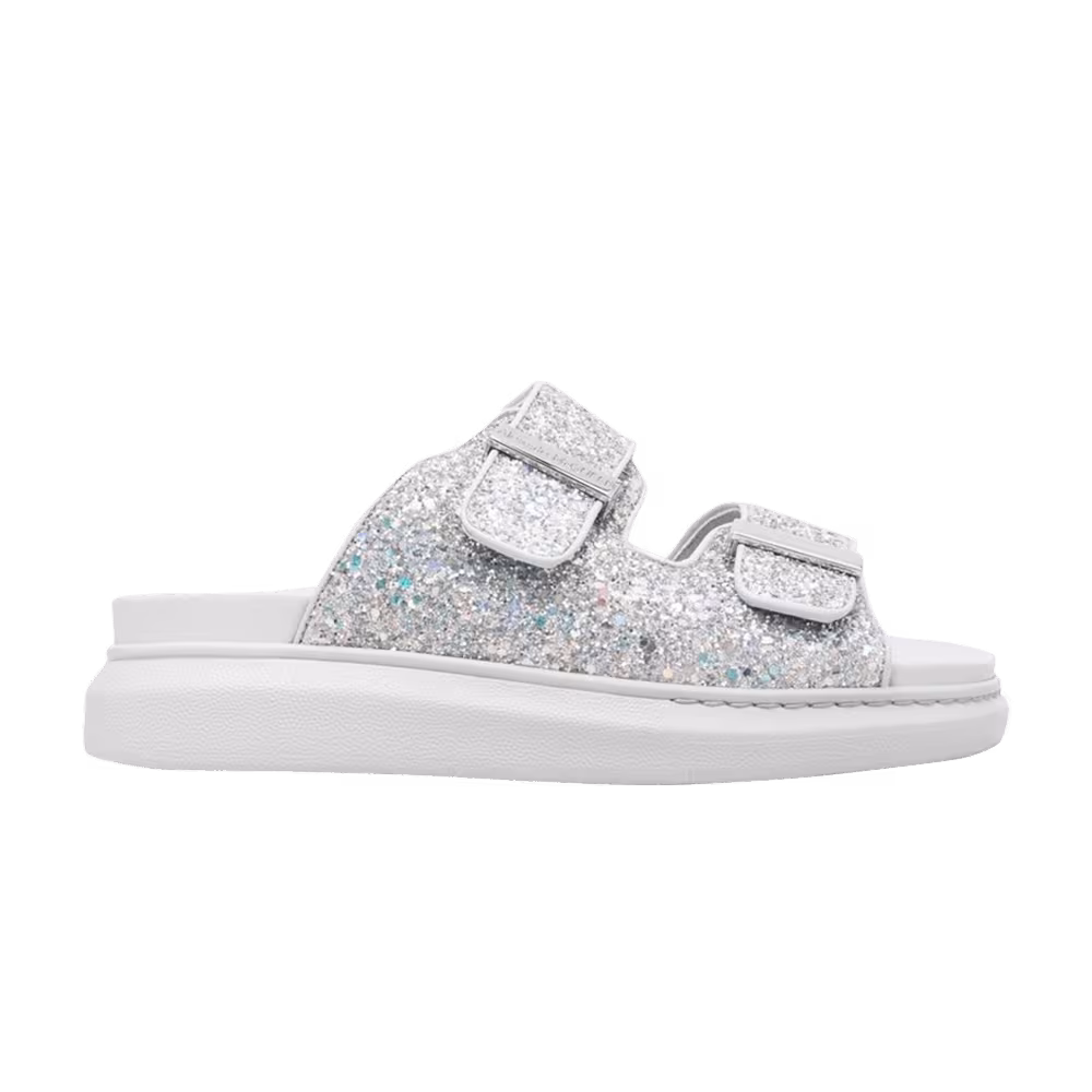 Alexander McQueen Women's Oversized Hybrid Slide Silver Glitter