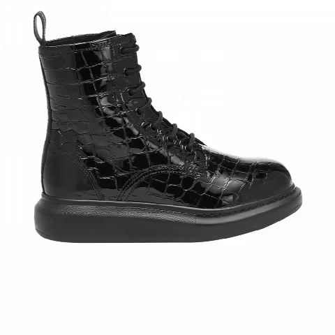 Alexander McQueen Wmns Hybrid Ankle Boot 'Black Crocodile'