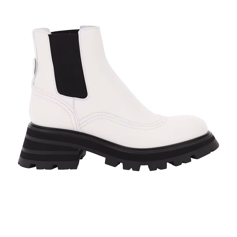 Alexander McQueen Women's Wander Chelsea Boot New Ivory Black