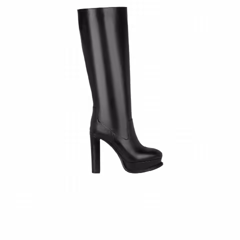 Alexander McQueen Wmns Leather Knee-High Boot 'Black'