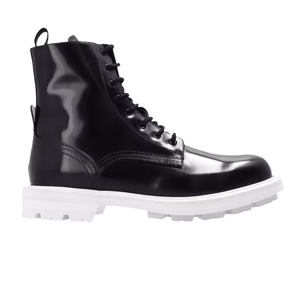 Alexander McQueen Combat Boot Black White