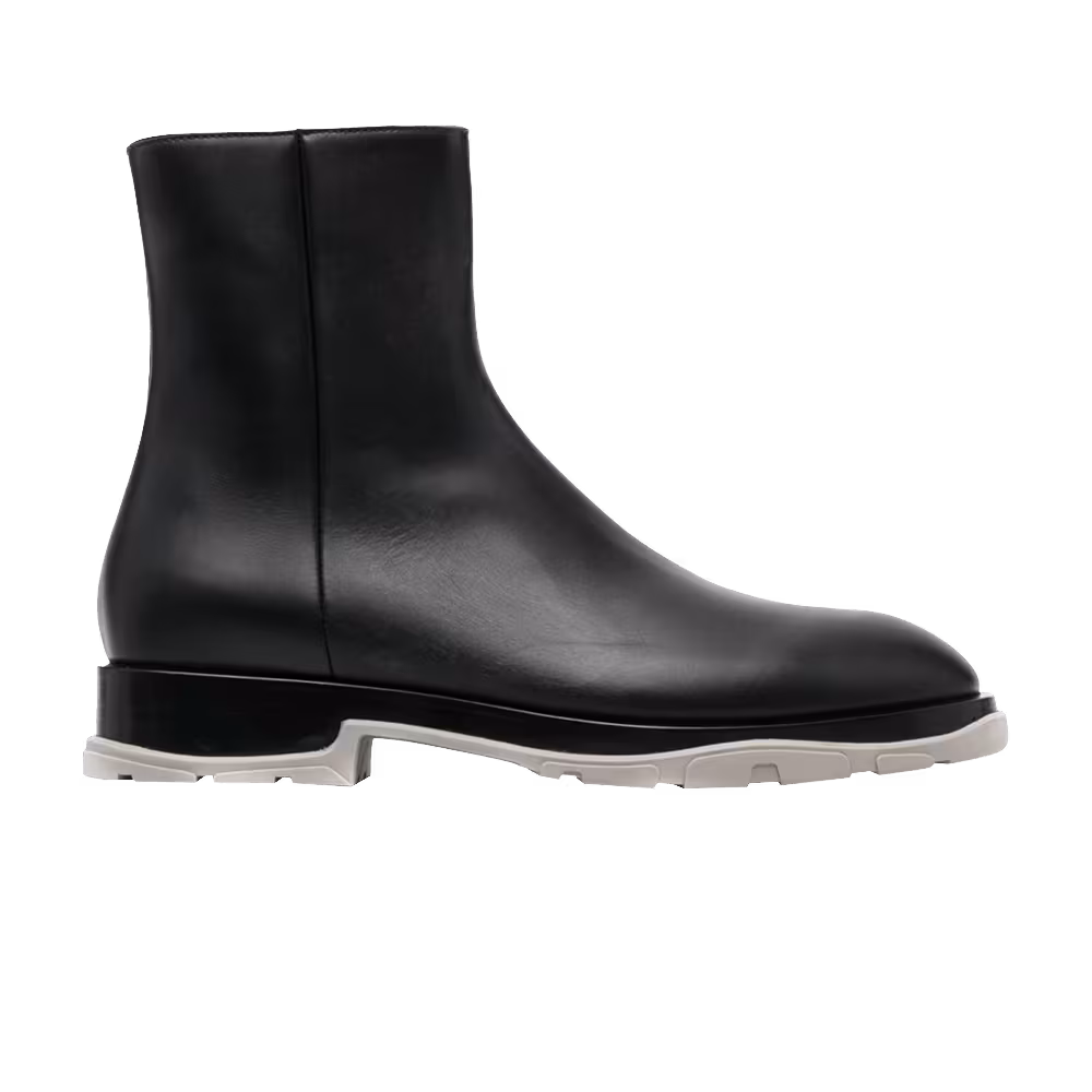Alexander McQueen Half Leather Boot Black Grey