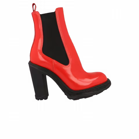 Alexander McQueen Wmns Tread Heeled Chelsea Boot 'Poppy Red Black'