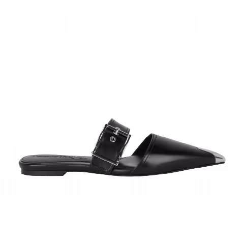 Alexander McQueen Wmns Punk Leather Flat 'Black Silver'