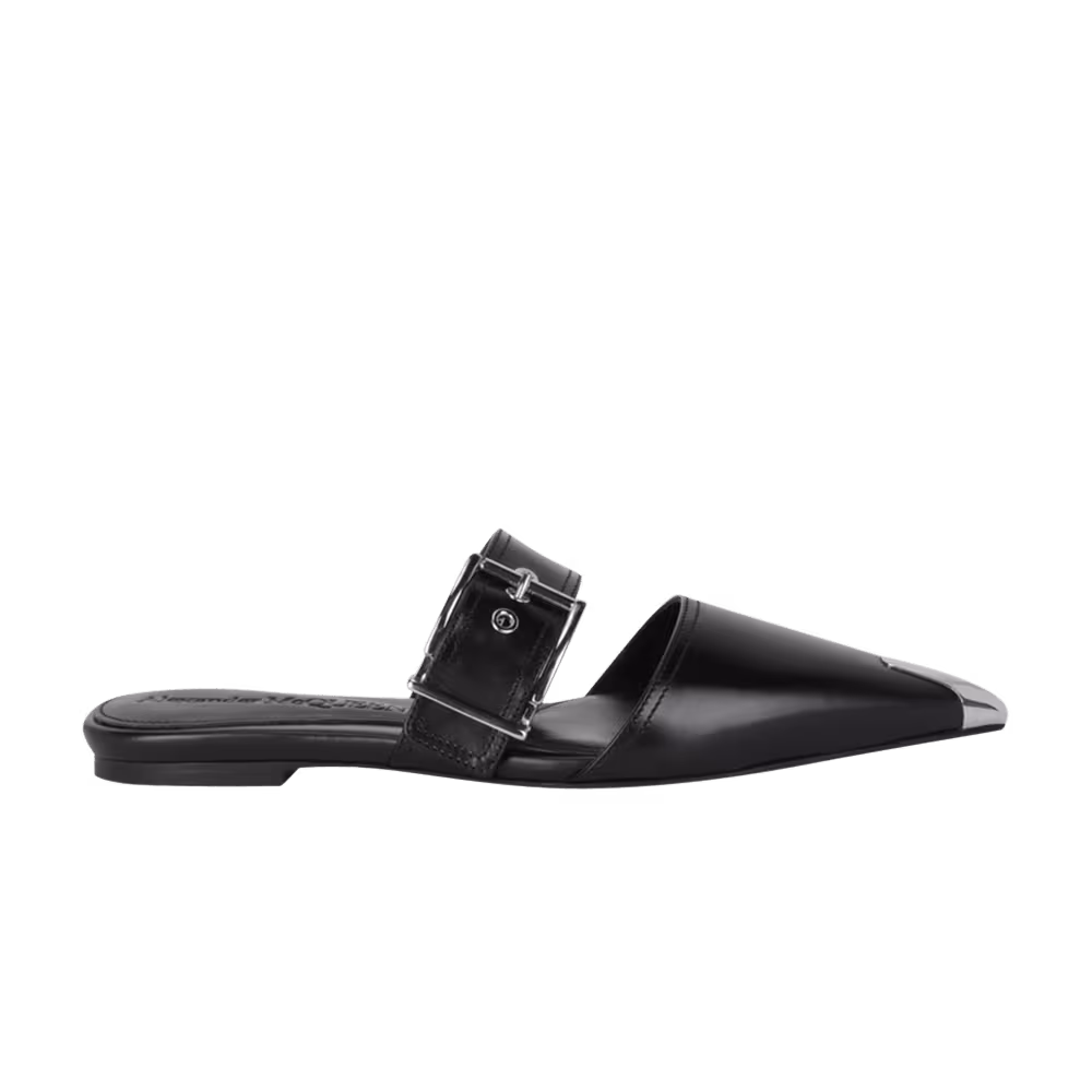 Alexander McQueen Women's Punk Leather Flat Black Silver