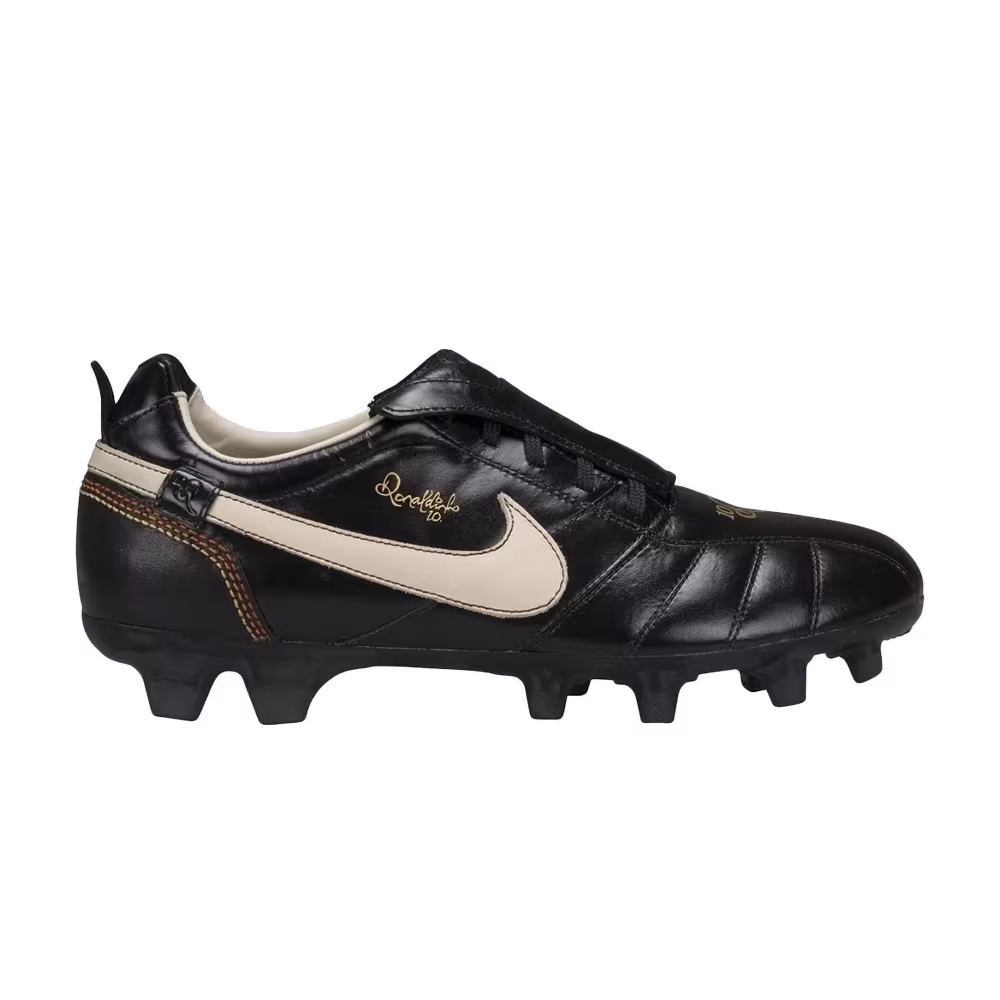 Nike Tiempo Ronaldinho FG Black White Gold