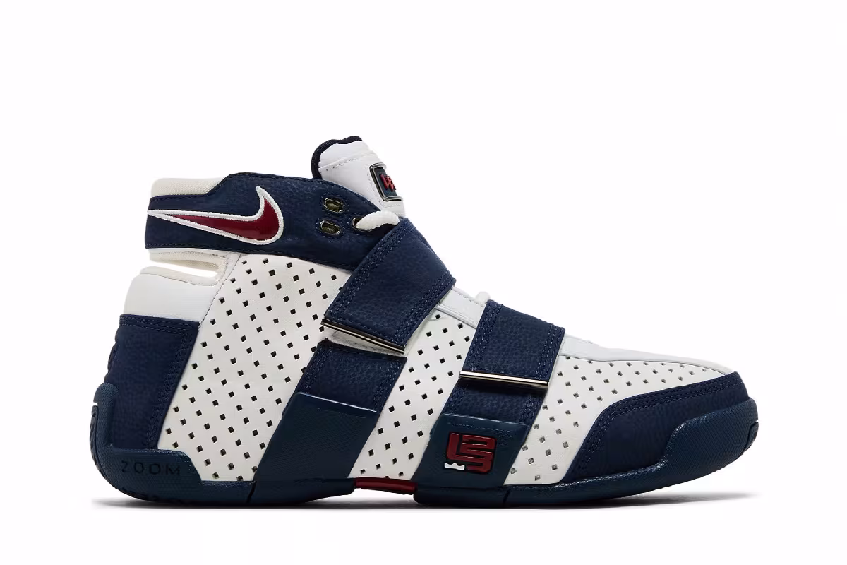 Nike LeBron Zoom 20-5-5 White Midnight Navy, view 2