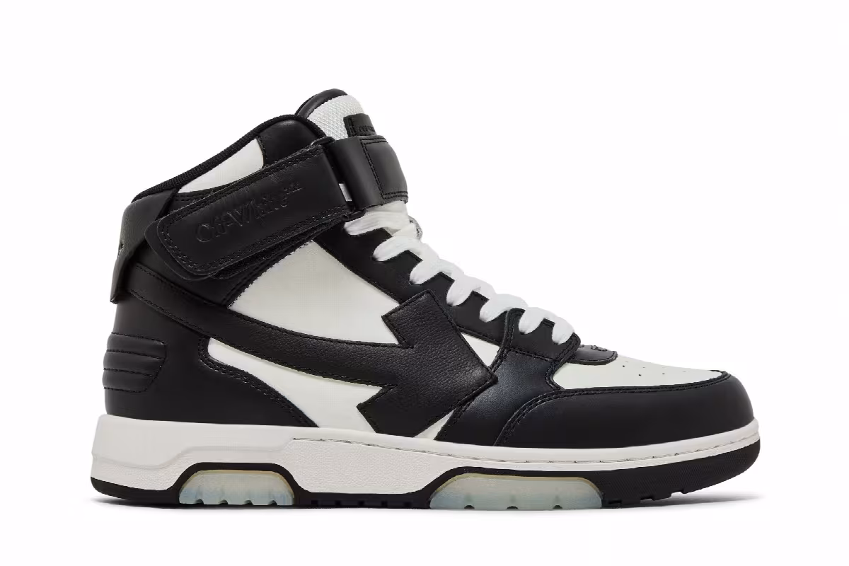 Off-White Out of Office Mid Black White Clear Sole, view 2