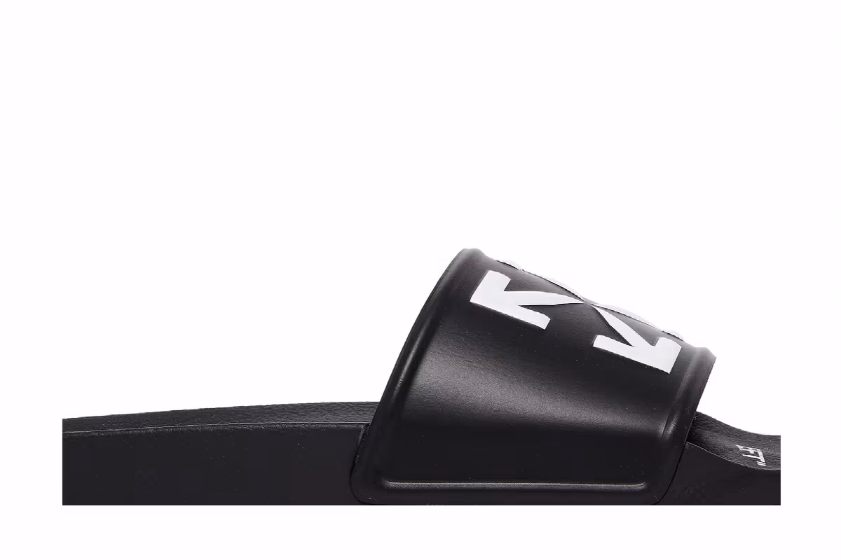 Off-White Logo Print Slide Black White, view 3