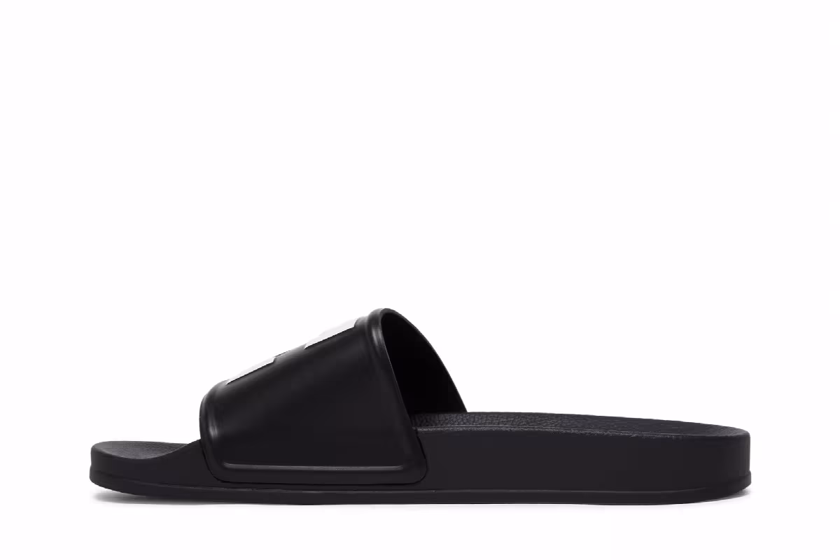 Off-White Logo Print Slide Black White, view 4