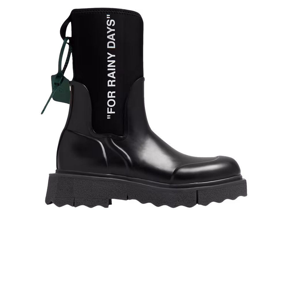 Off-White Women's Sponge Rubber Rain Boot For Rainy Days - Black