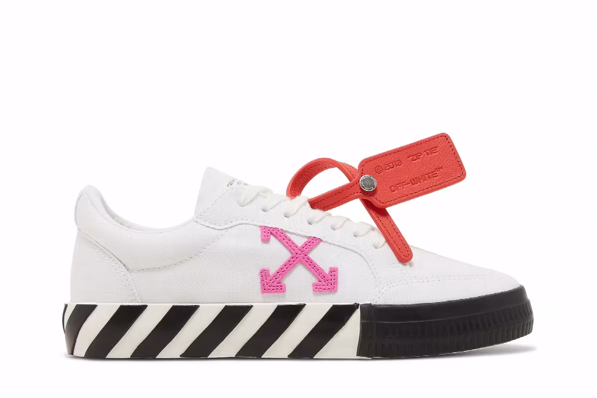 Off-White Women's Vulc Sneaker White Black Fuchsia, view 2