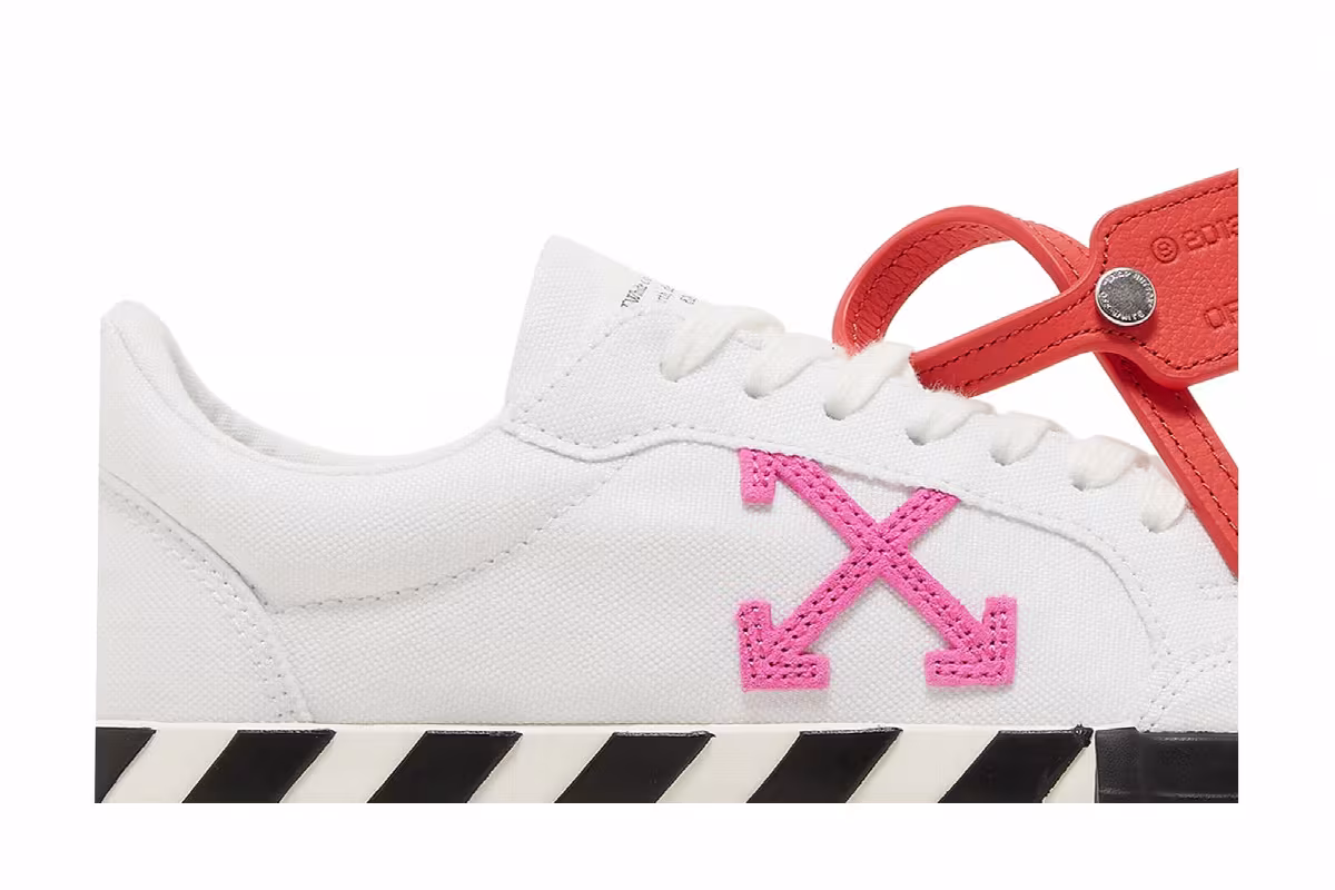 Off-White Women's Vulc Sneaker White Black Fuchsia, view 3