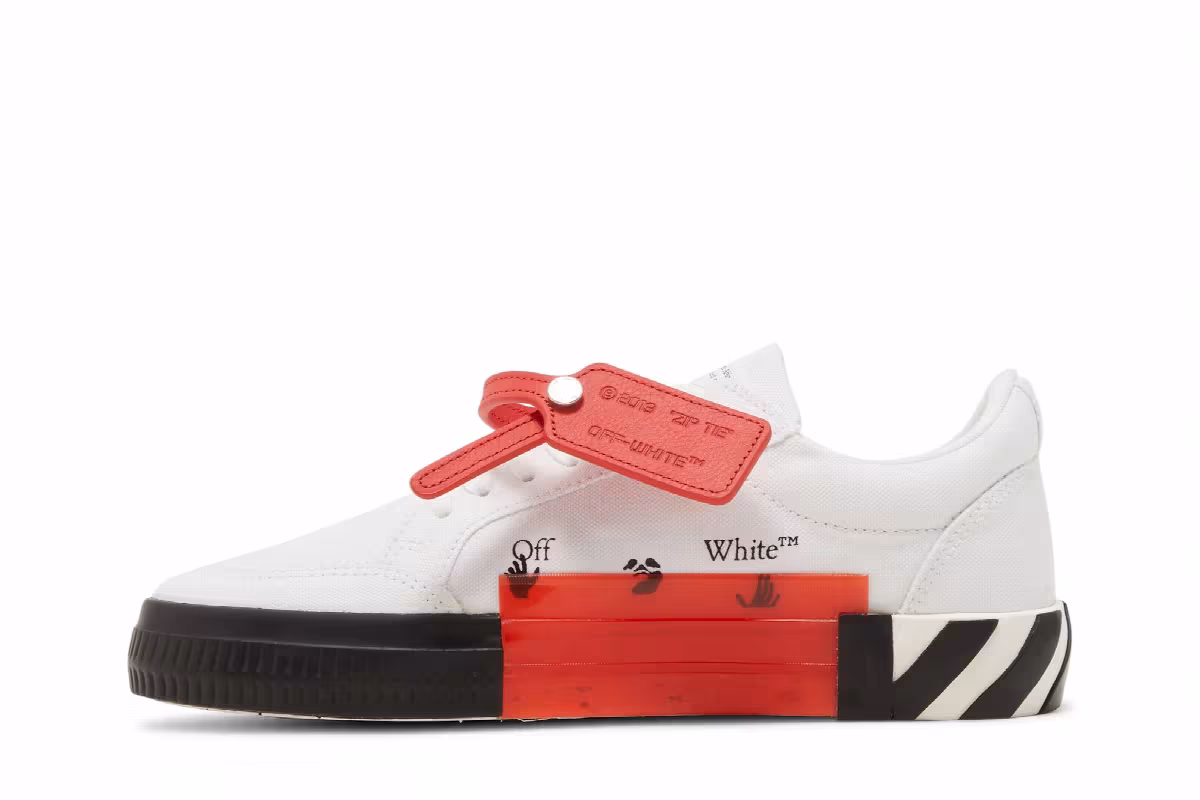 Off-White Women's Vulc Sneaker White Black Fuchsia, view 4