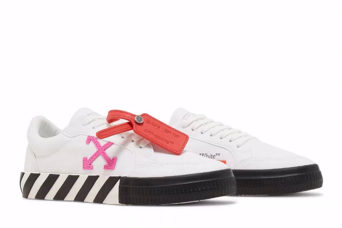 Off-White Women's Vulc Sneaker White Black Fuchsia, view 9