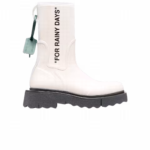 Off-White Wmns Sponge Rubber Rain Boot 'For Rainy Days - White'
