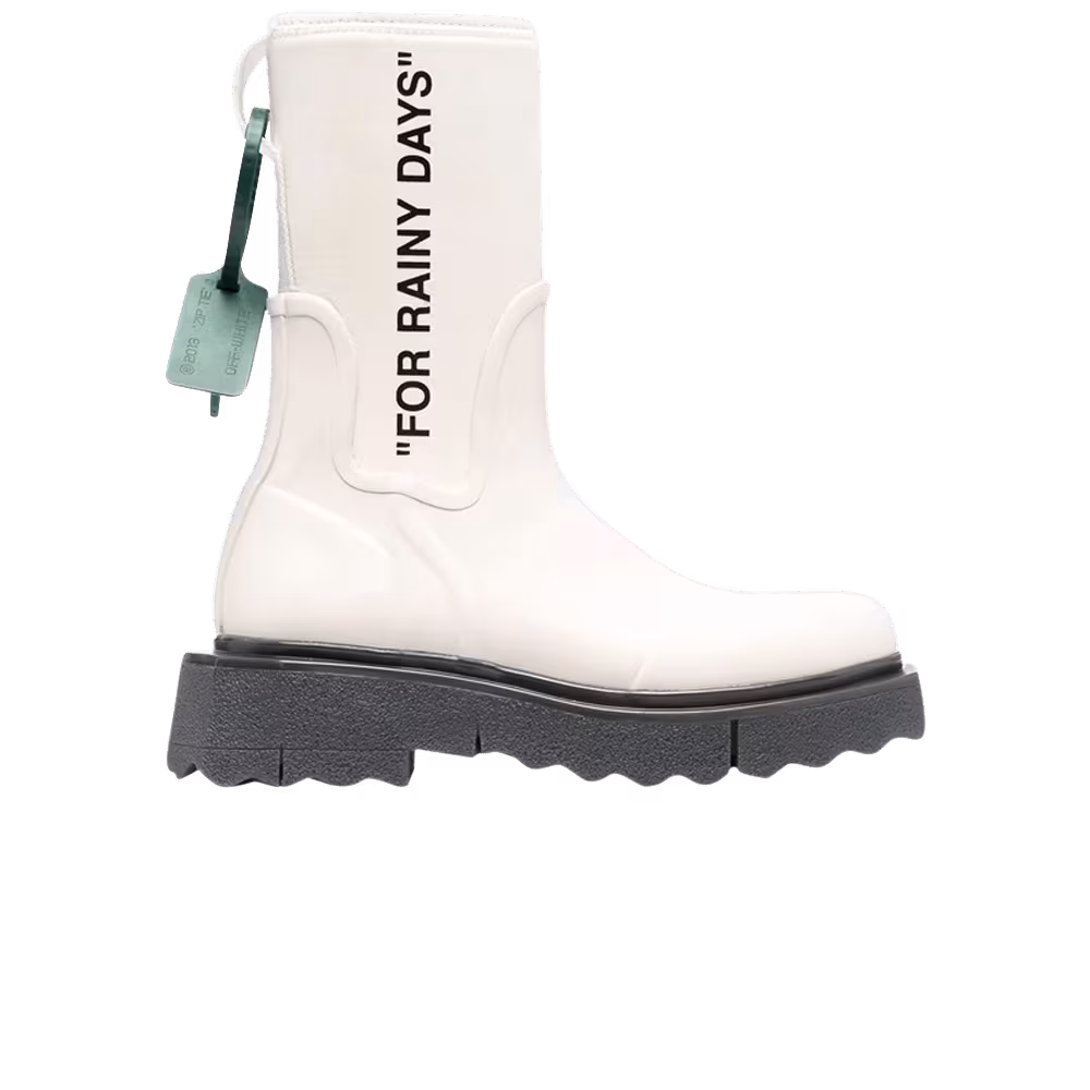 Off-White Women's Sponge Rubber Rain Boot For Rainy Days - White