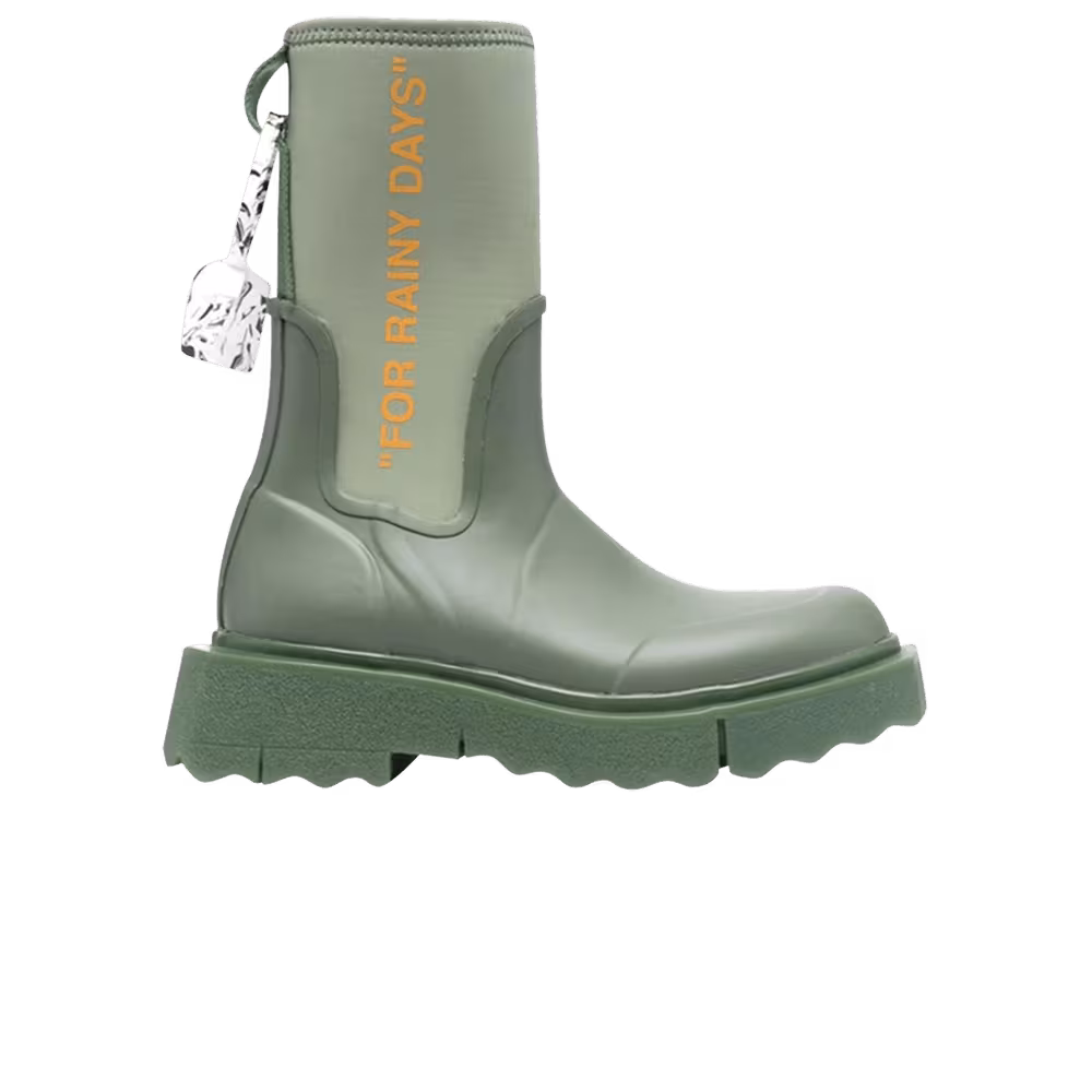 Off-White Women's Zip-Tie Rain Boot For Rainy Days - Green