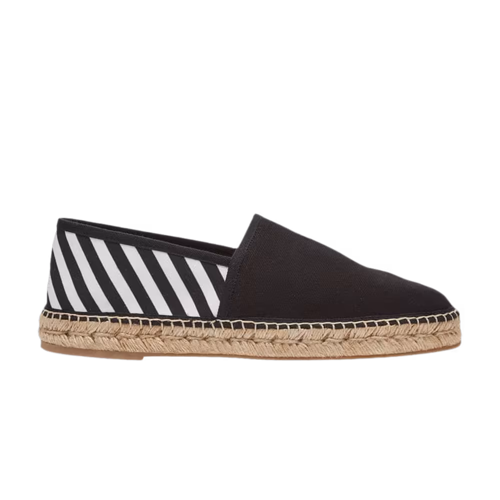 Off-White Canvas Espadrilles Black White Stripes