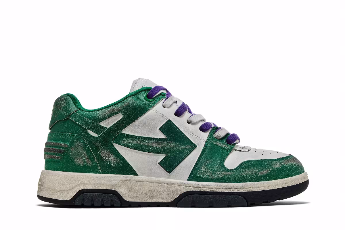 Off-White Out of Office Vintage Leather White Green, view 2