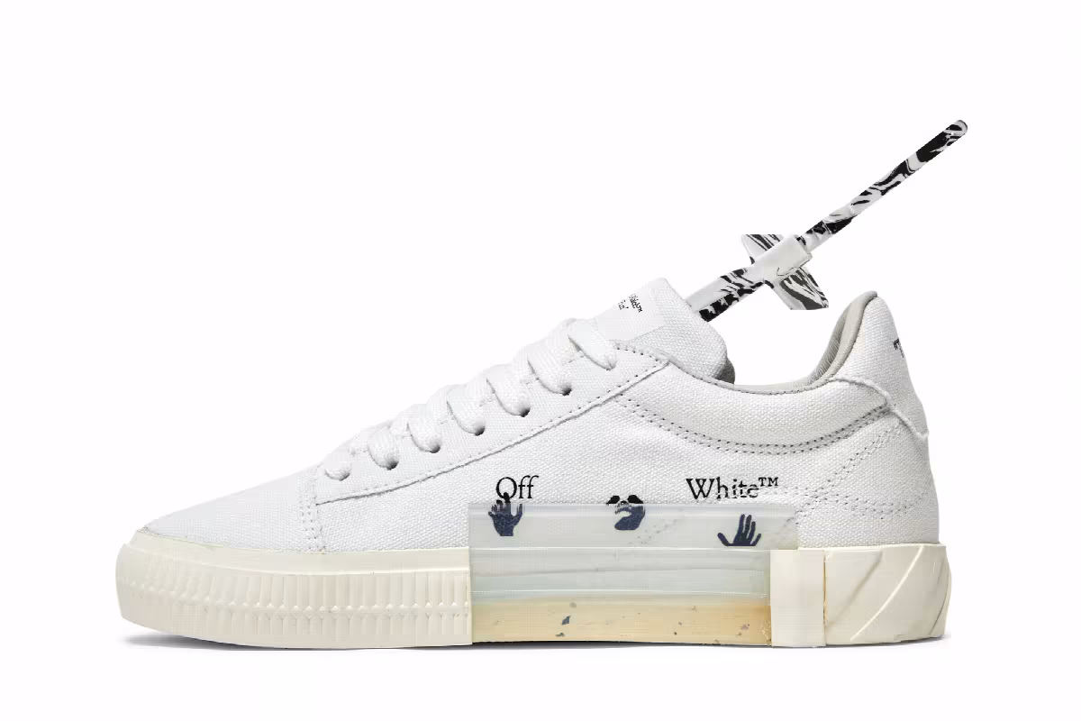 Off-White Women's Vulc Eco Sneaker White Black, view 4