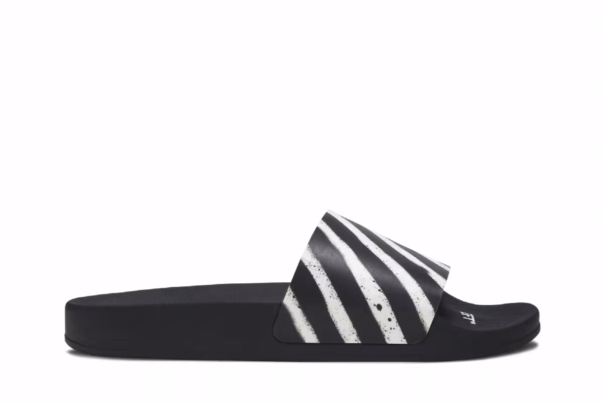 Off-White Spray Stripes Slider Black White, view 2