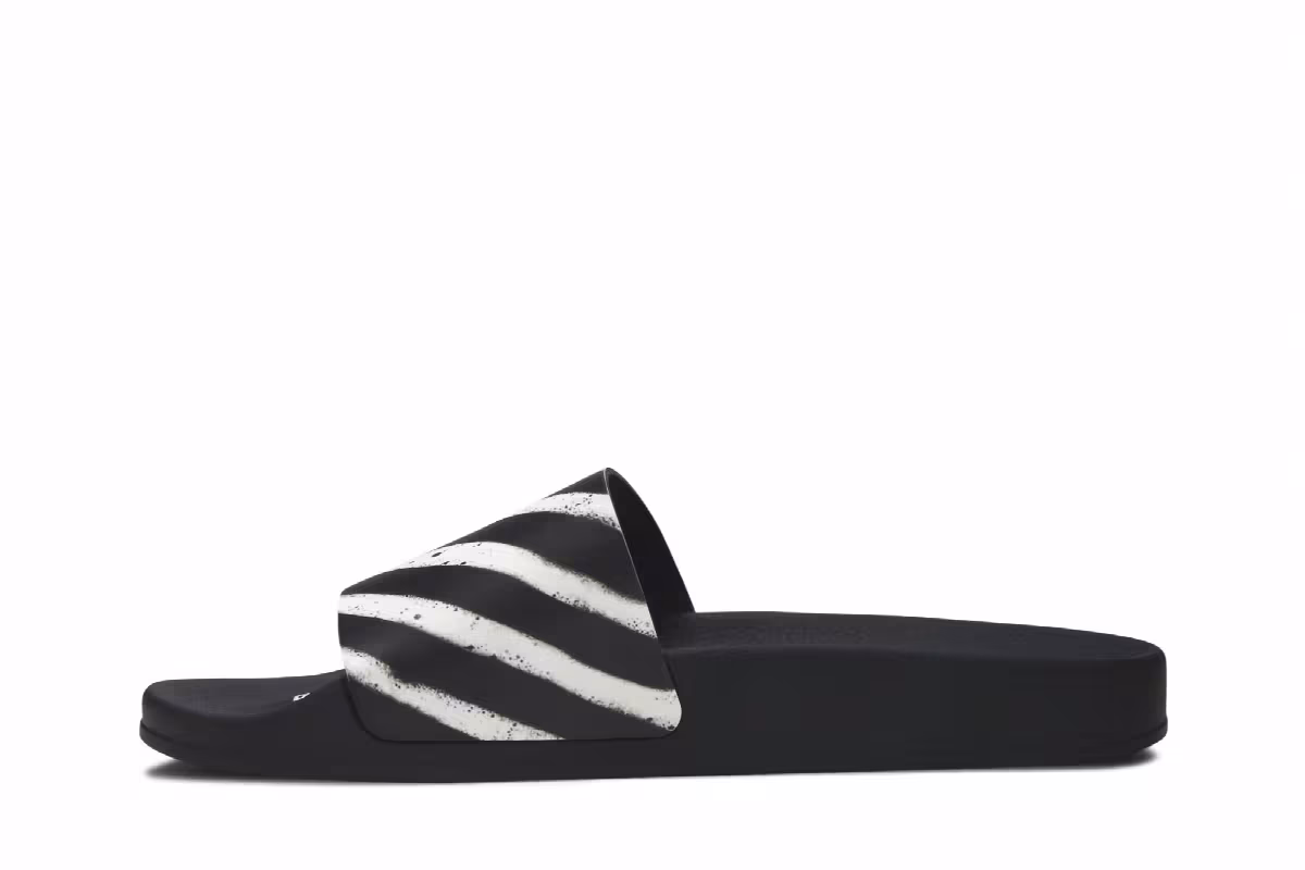Off-White Spray Stripes Slider Black White, view 4