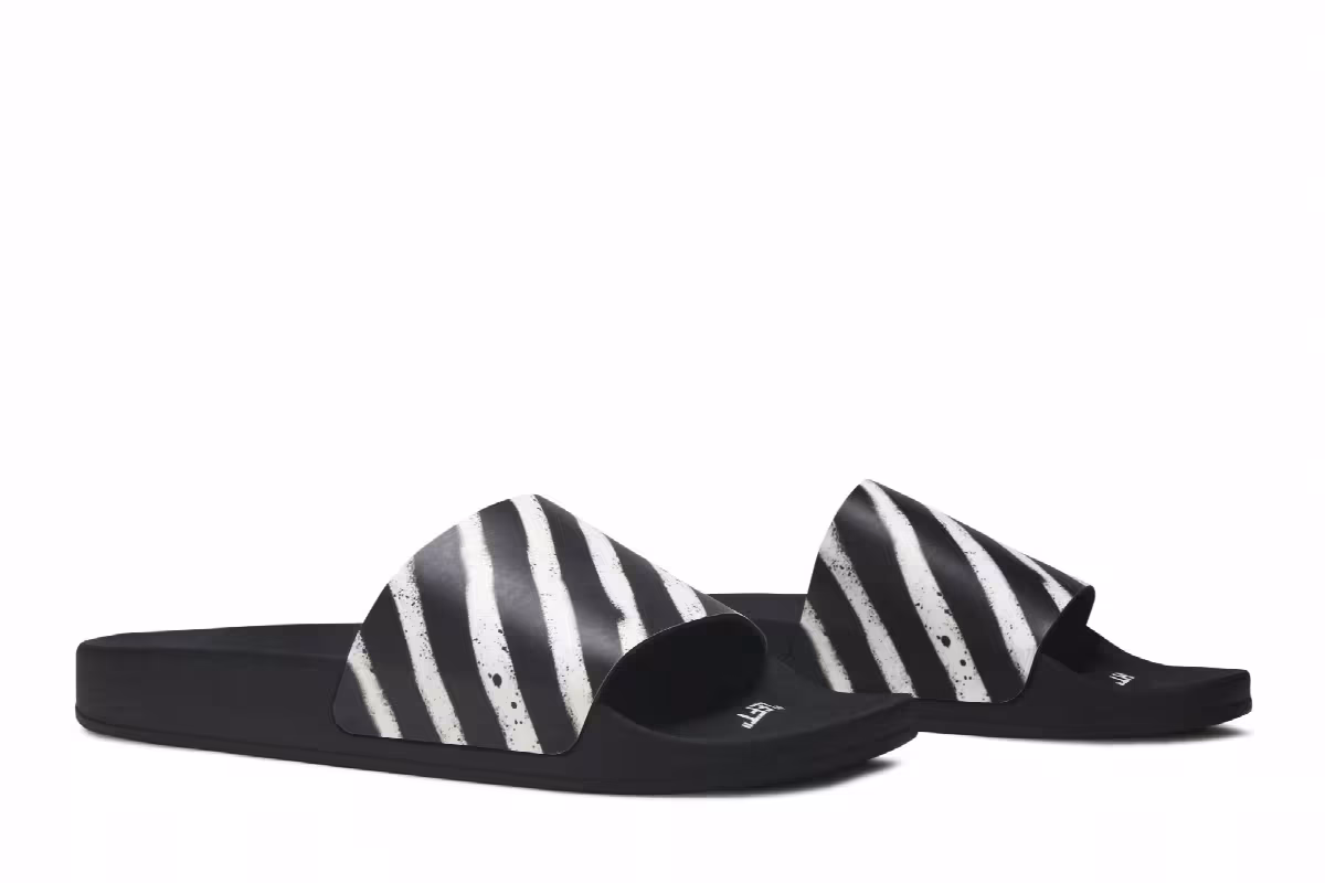 Off-White Spray Stripes Slider Black White, view 9