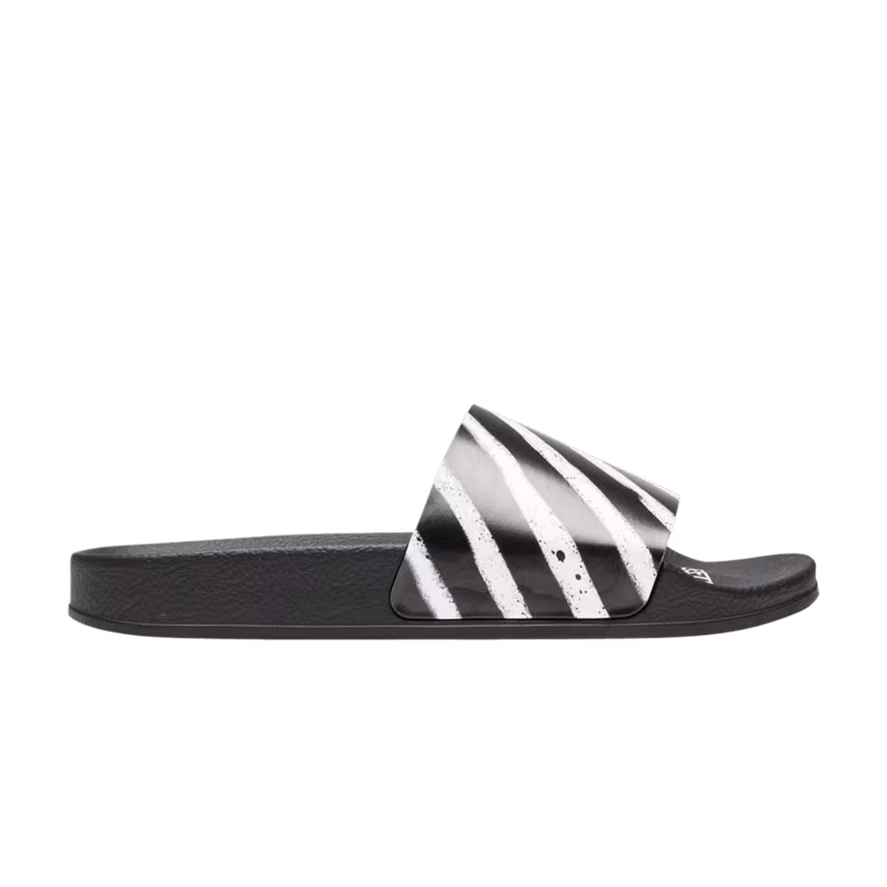 Off-White Sliders Spray Stripe - Black White