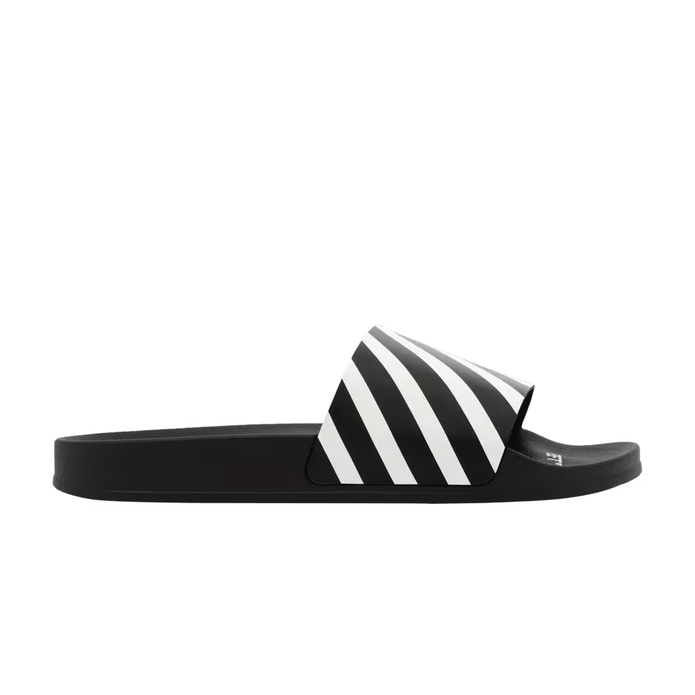 Off-White Diagonal Sliders Black White