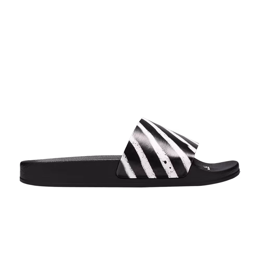 Off-White Industrial Sliders Diagonal Stripe - Black White