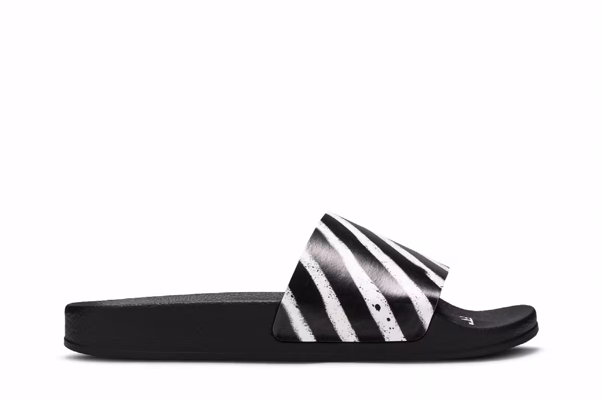 Off-White Industrial Sliders Diagonal Stripe - Black White, view 2
