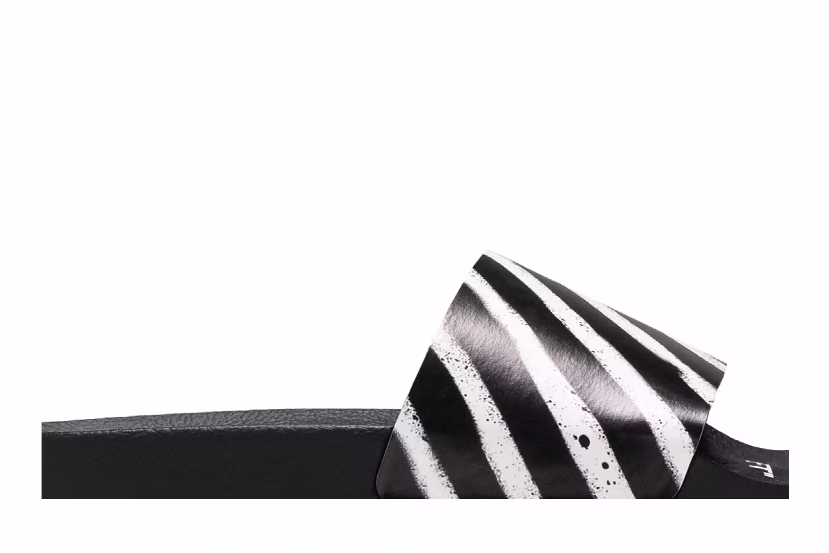 Off-White Industrial Sliders Diagonal Stripe - Black White, view 3