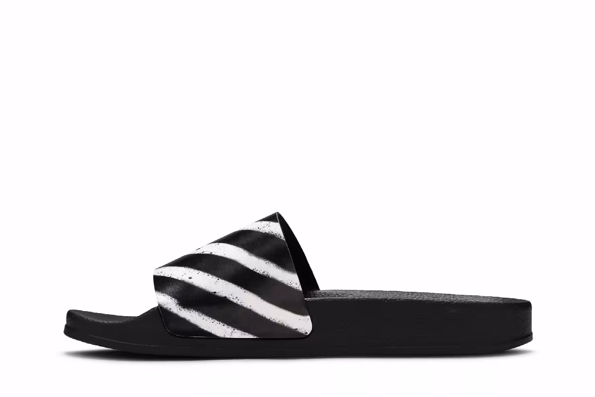 Off-White Industrial Sliders Diagonal Stripe - Black White, view 4