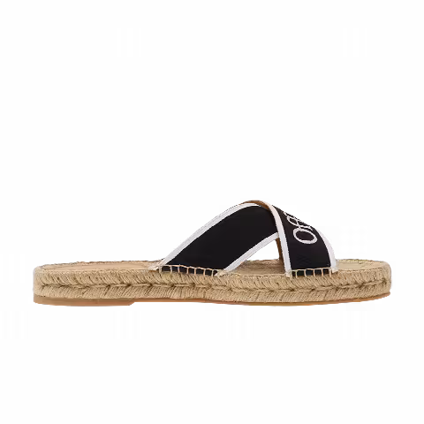 Off-White Wmns Bookish Criss-Cross Espadrille Sliders 'Black White'