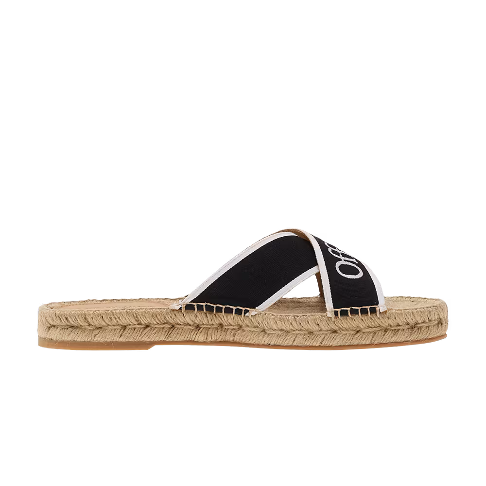 Off-White Women's Bookish Criss-Cross Espadrille Sliders Black White