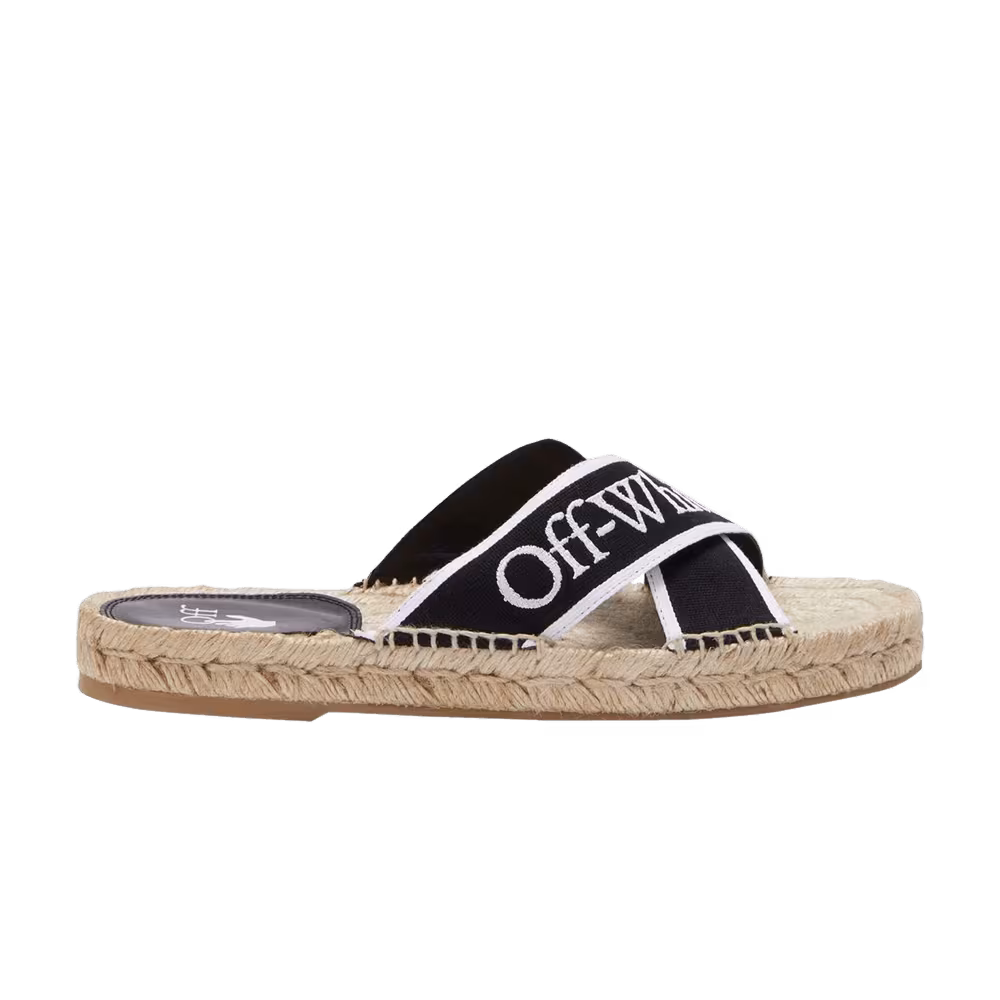 Off-White Women's Bookish Criss-Cross Espadrille Sliders Black White Beige
