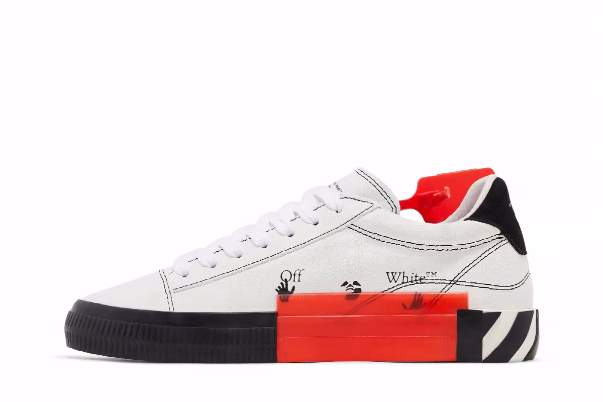 Off-White Women's Arrow Vulcanized Low White Black, view 4