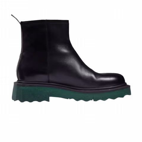 Off-White Sponge Sole Leather Zip Boot 'Black'