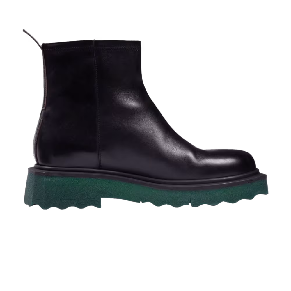 Off-White Sponge Sole Leather Zip Boot Black