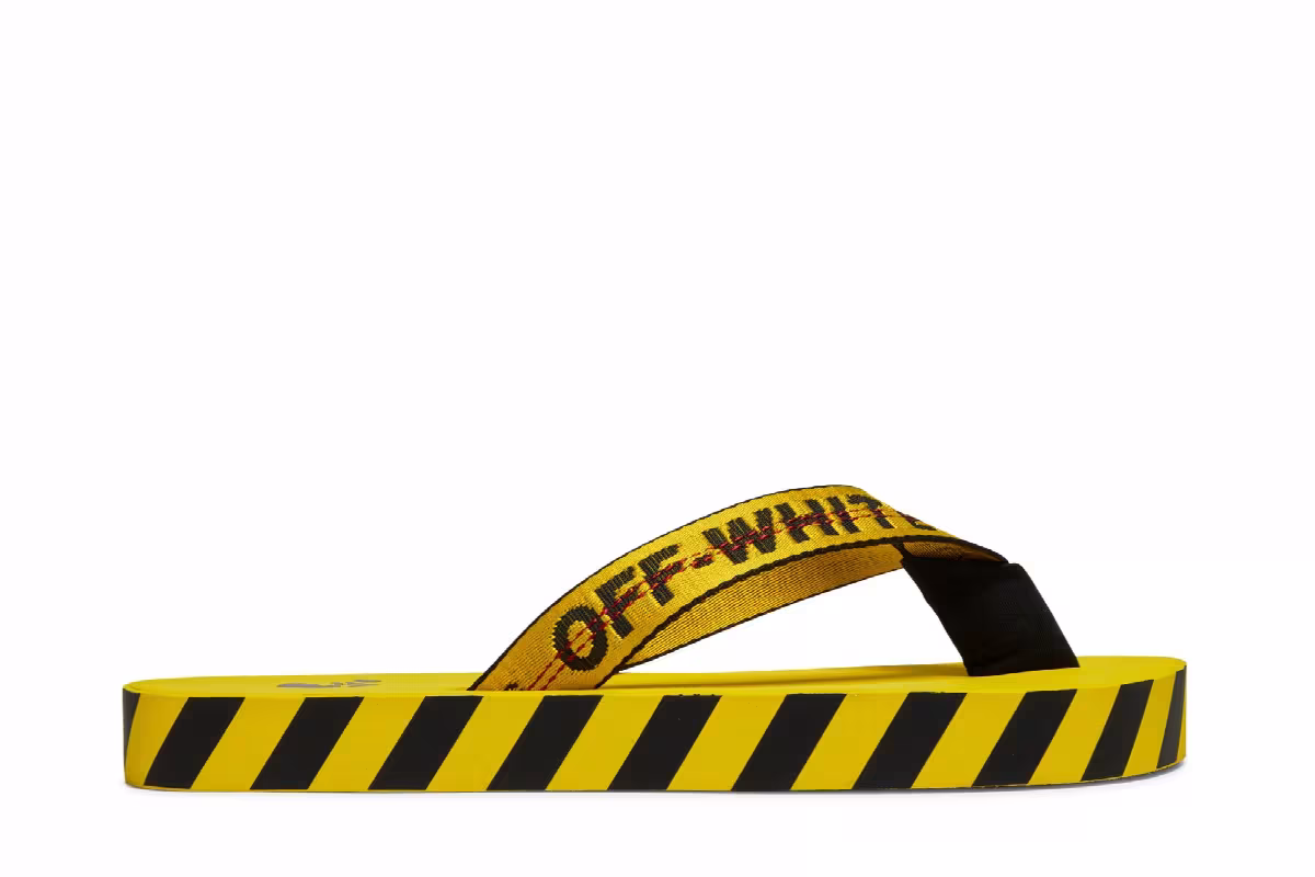 Off-White Industrial Flip Flops Logo Tape - Yellow 2021, view 2